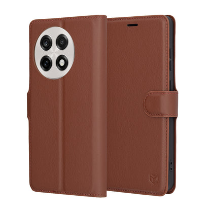 Custodia per OnePlus 13R, Techsuit, Leather Folio, Marrone
