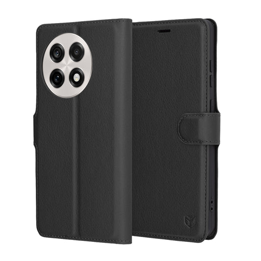 Custodia per OnePlus 13R, Techsuit, Leather Folio, Nera