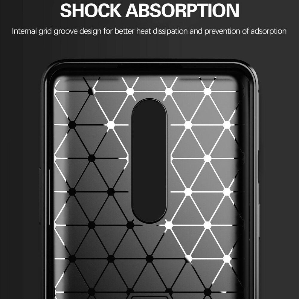 Custodia per OnePlus 8, Techsuit, Carbonio, Nera