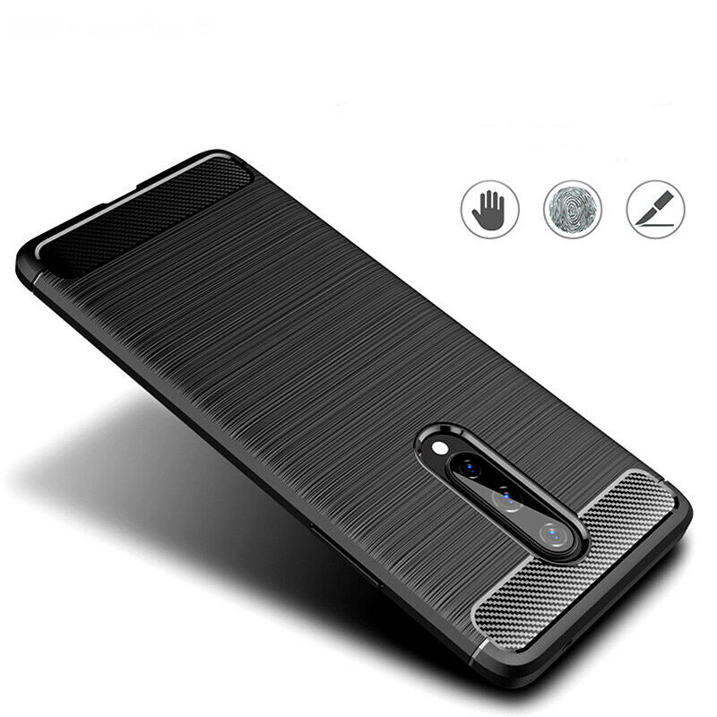 Custodia per OnePlus 8, Techsuit, Carbonio, Nera