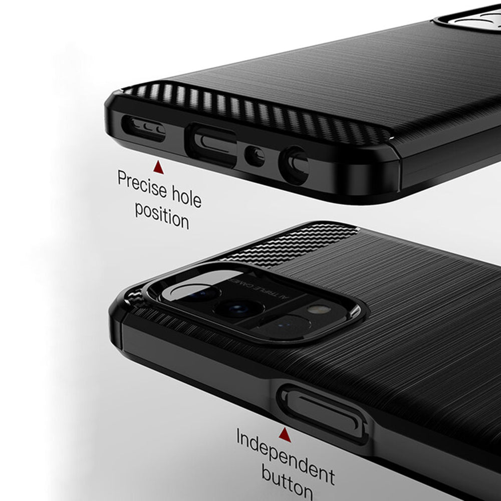Custodia per OnePlus Nord N200 5G / Oppo A74 5G / A54 5G, Techsuit, Carbonio, Nera