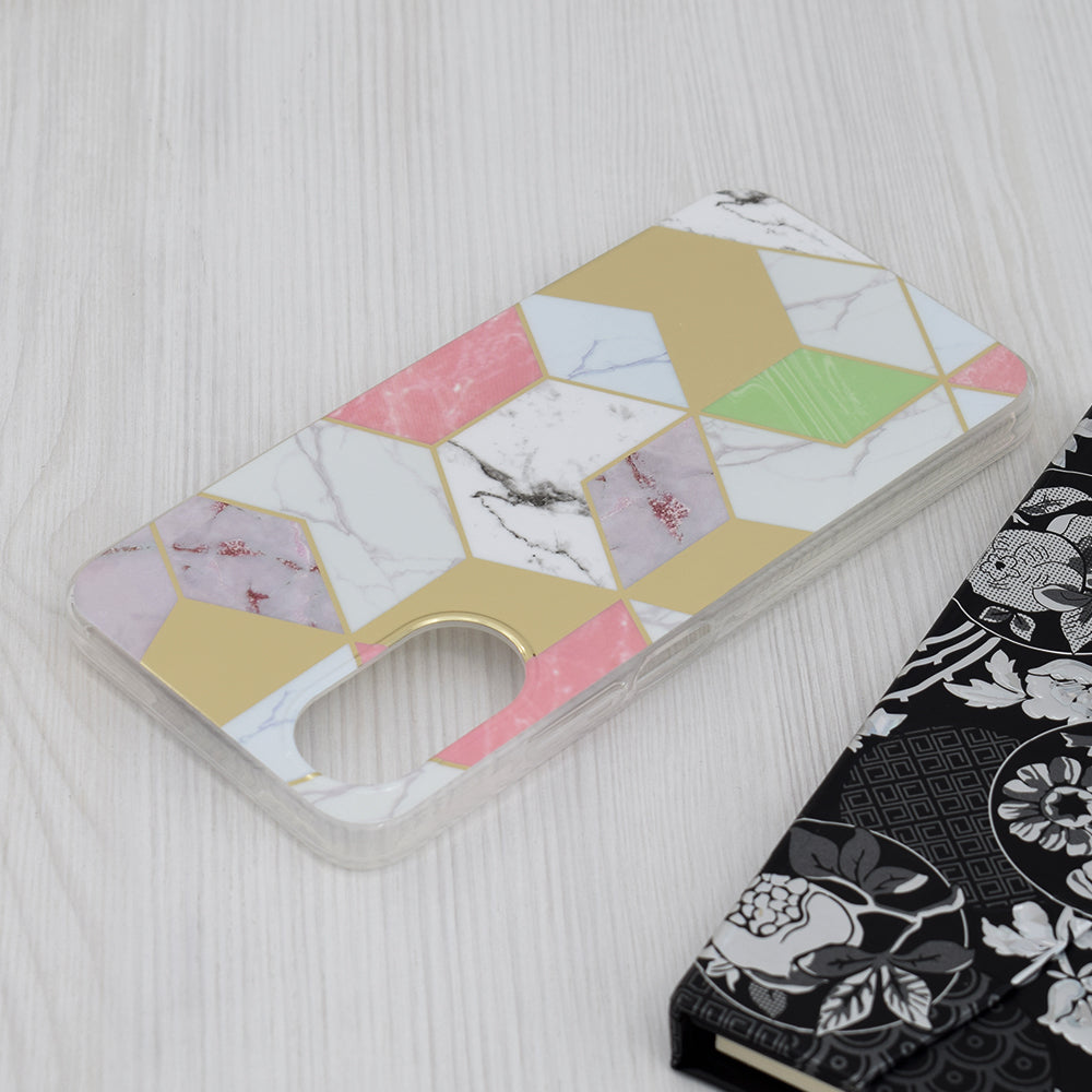 Custodia per Oppo A17, Techsuit, Marble, Viola
