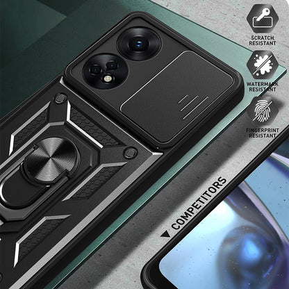 Custodia per Oppo A98, Techsuit, CamShield, Nera