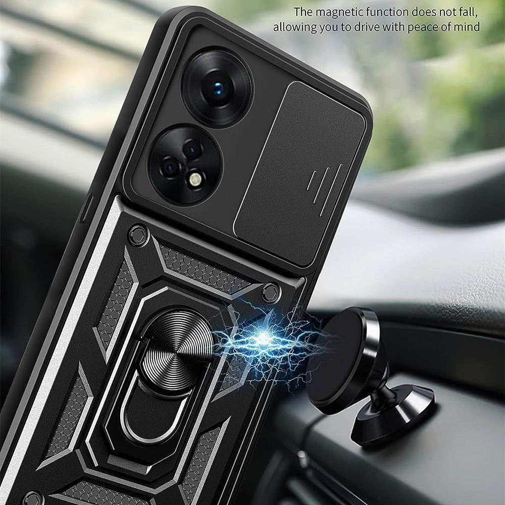 Custodia per Oppo A98, Techsuit, CamShield, Nera