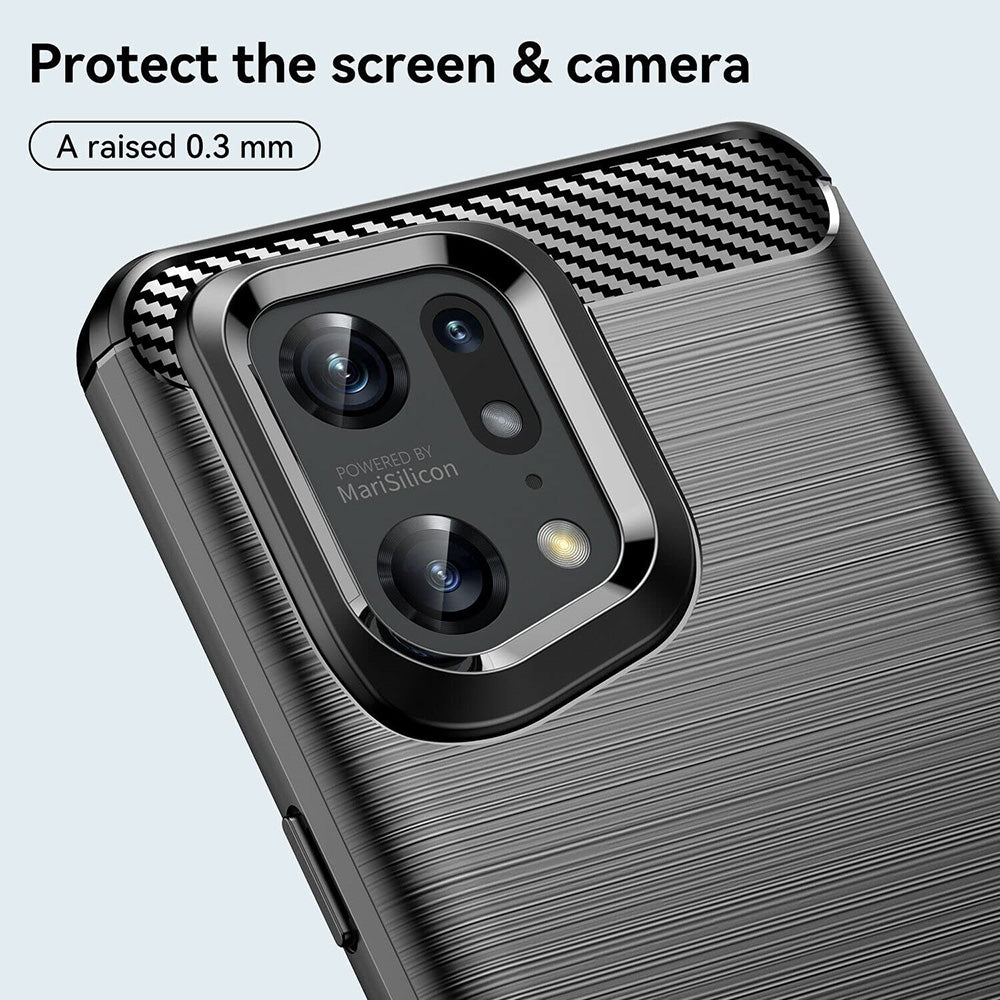 Custodia per Oppo Find X5 Pro, Techsuit, Carbonio, Nera