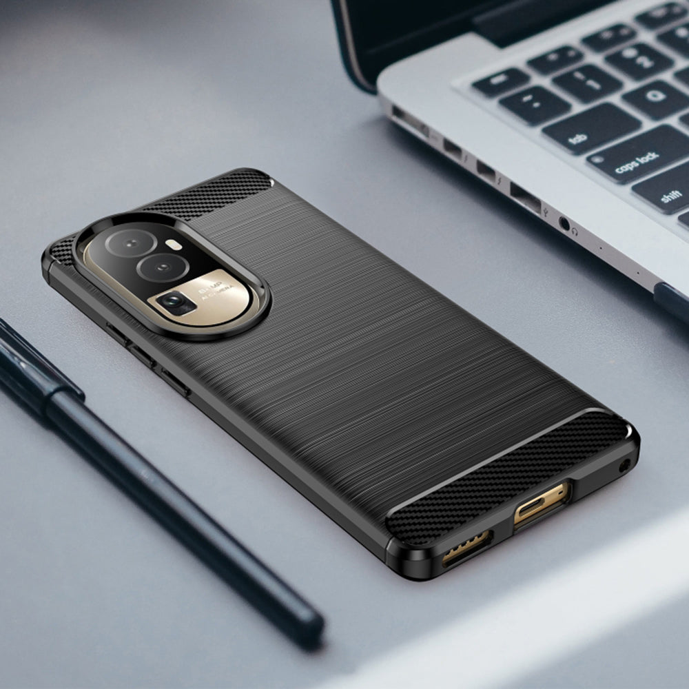 Custodia per Oppo Reno10 / Reno10 Pro, Techsuit, Carbonio, Nera
