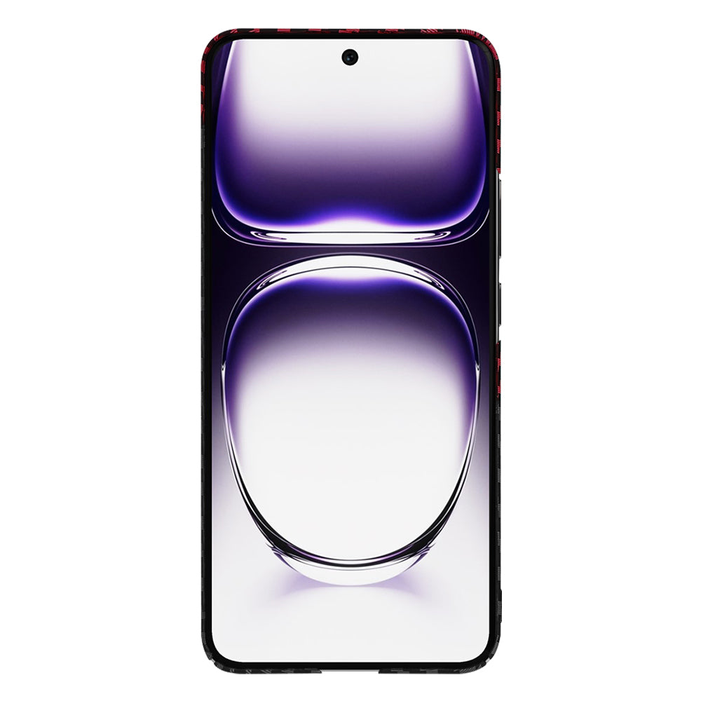 Custodia per Oppo Reno12, Techsuit, Carbonite FiberShell, Nero Rosso