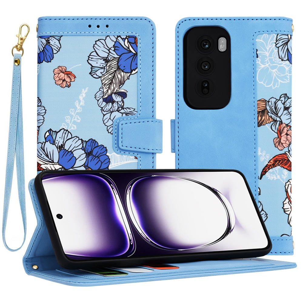 Custodia per Oppo Reno12, Techsuit, FlipCraft, Blu