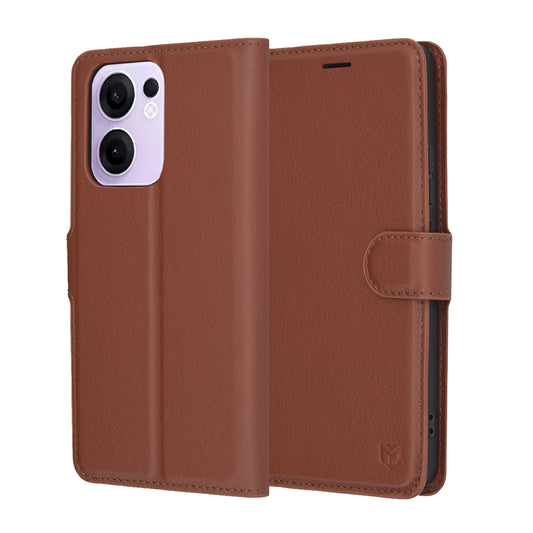 Custodia per Oppo Reno13 FS 5G / Reno13 F 4G / Reno13 F, Techsuit, Leather Folio, Marrone