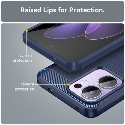 Custodia per Oppo Reno13 FS 5G / Reno13 F 4G / Reno13 F, Techsuit, Carbonio, Blu