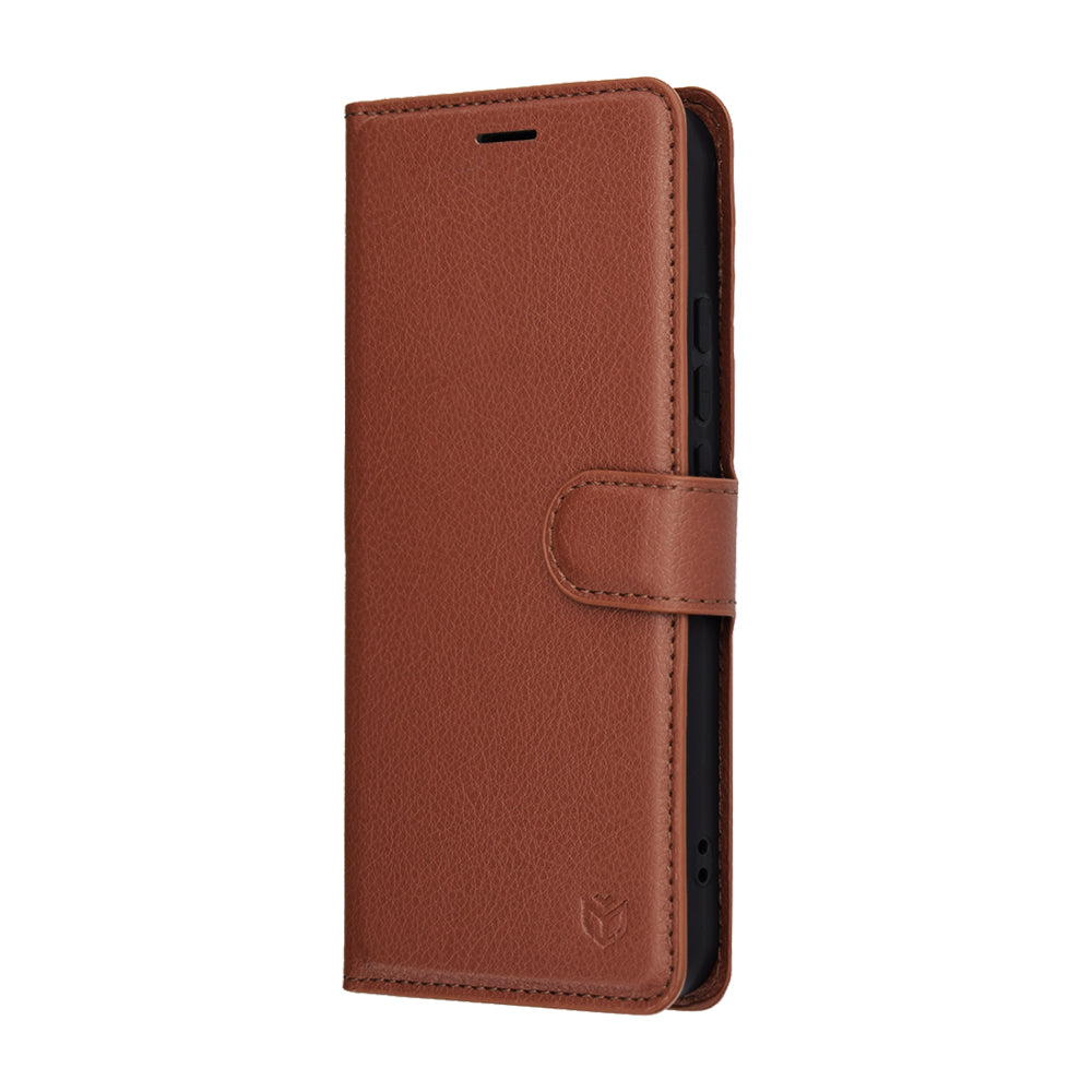 Case for Oppo Reno14, Techsuit, Leather Folio, Brown