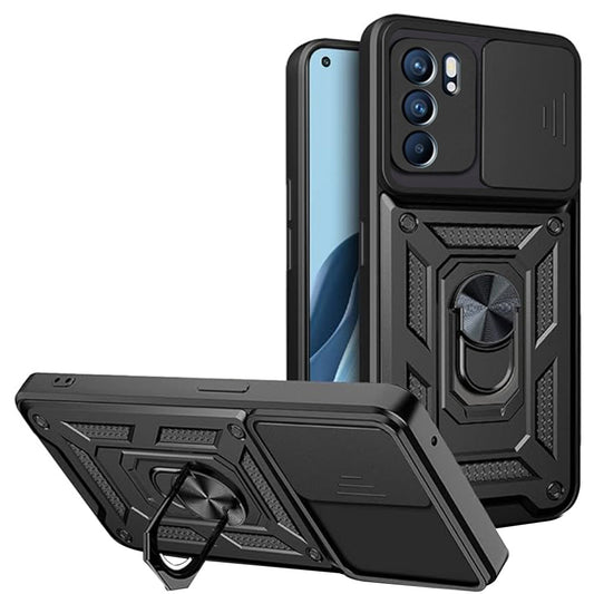 Custodia per Oppo Reno6 5G, Techsuit, CamShield, Nera