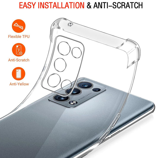 Custodia per Oppo Reno6 Pro 5G (Snapdragon), Techsuit, Shockproof Clear, Trasparente