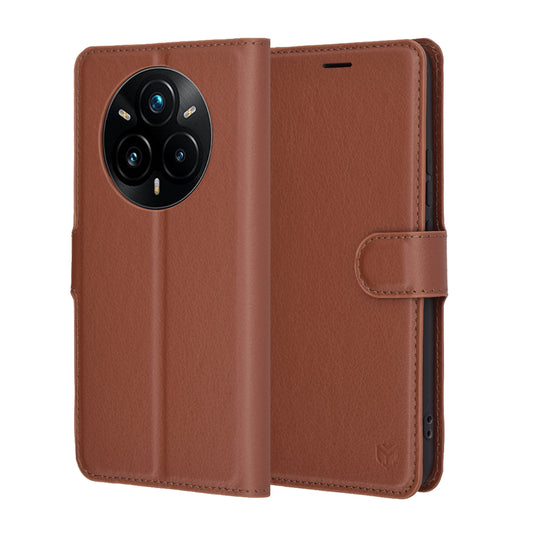 Custodia per Realme 14 Pro+, Techsuit, Leather Folio, Marrone