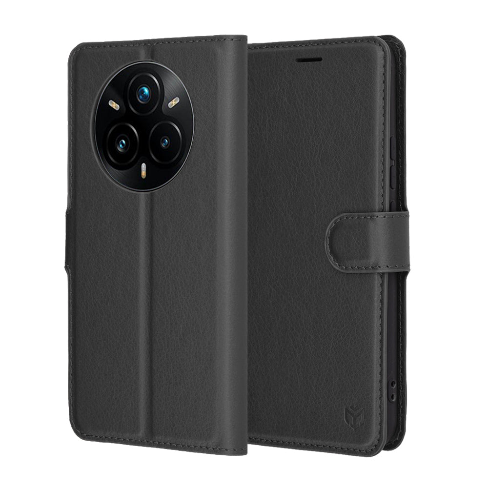 Custodia per Realme 14 Pro+, Techsuit, Leather Folio, Nera