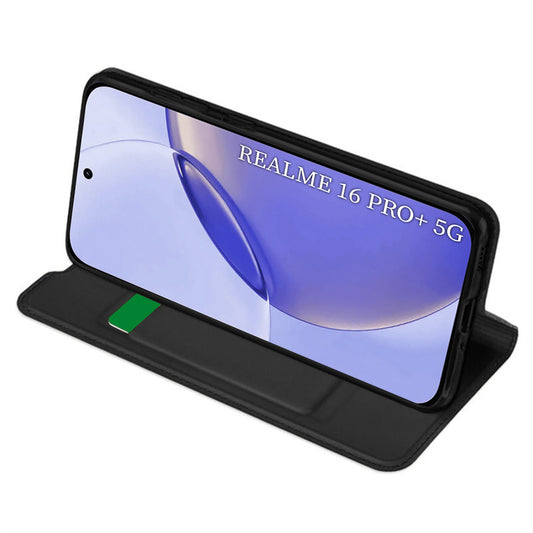 Custodia per Realme 16 Pro, Techsuit, Magskin Book, Nera