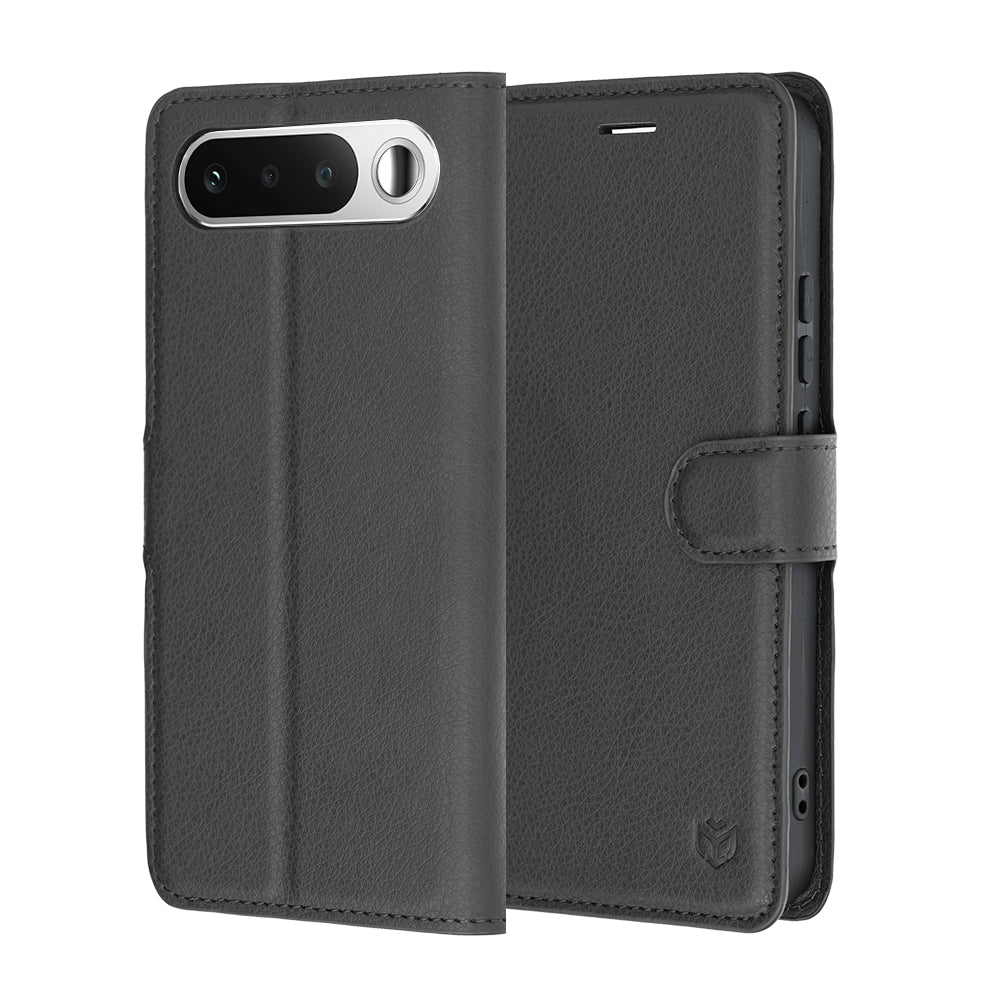 Custodia per Realme 16, Techsuit, Leather Folio, Nera
