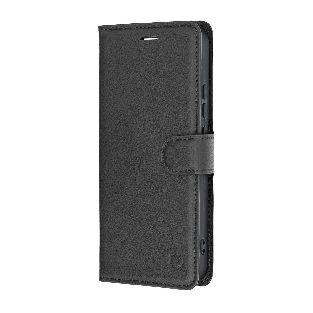 Custodia per Realme 16, Techsuit, Leather Folio, Nera