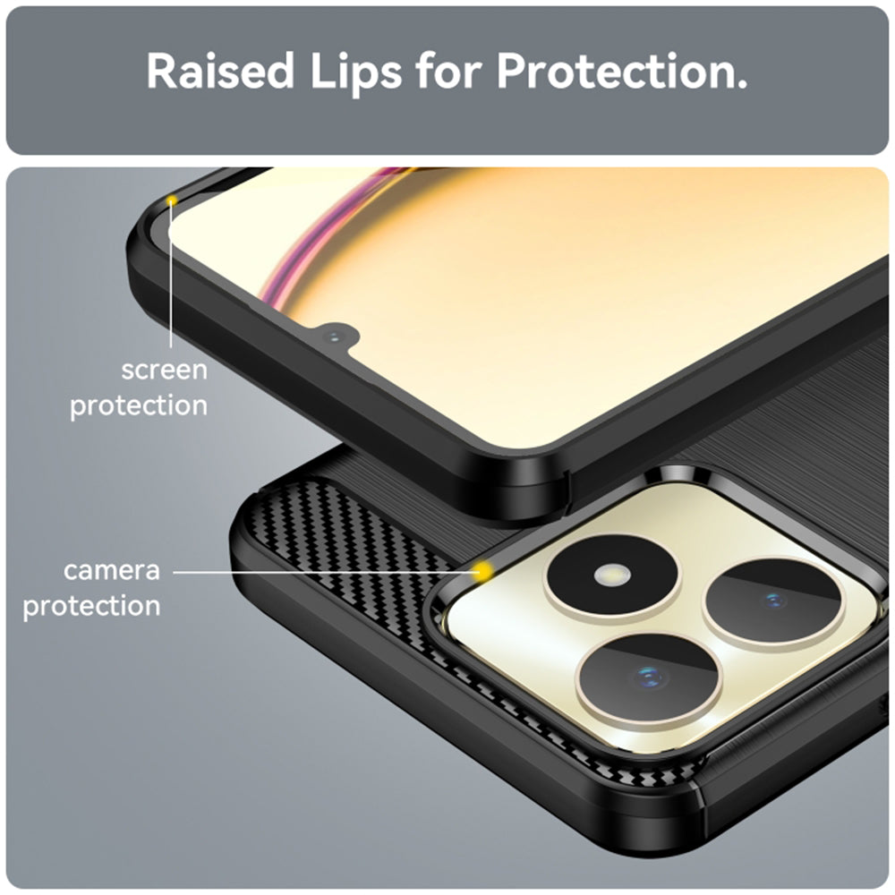 Custodia per Realme Note 50 / C51, Techsuit, Carbonio, Nera