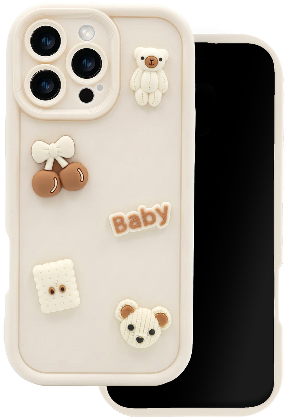 Custodia per Samsung Galaxy S26 Plus S947, OEM, Ultra Trendy 3D Bear, Beige