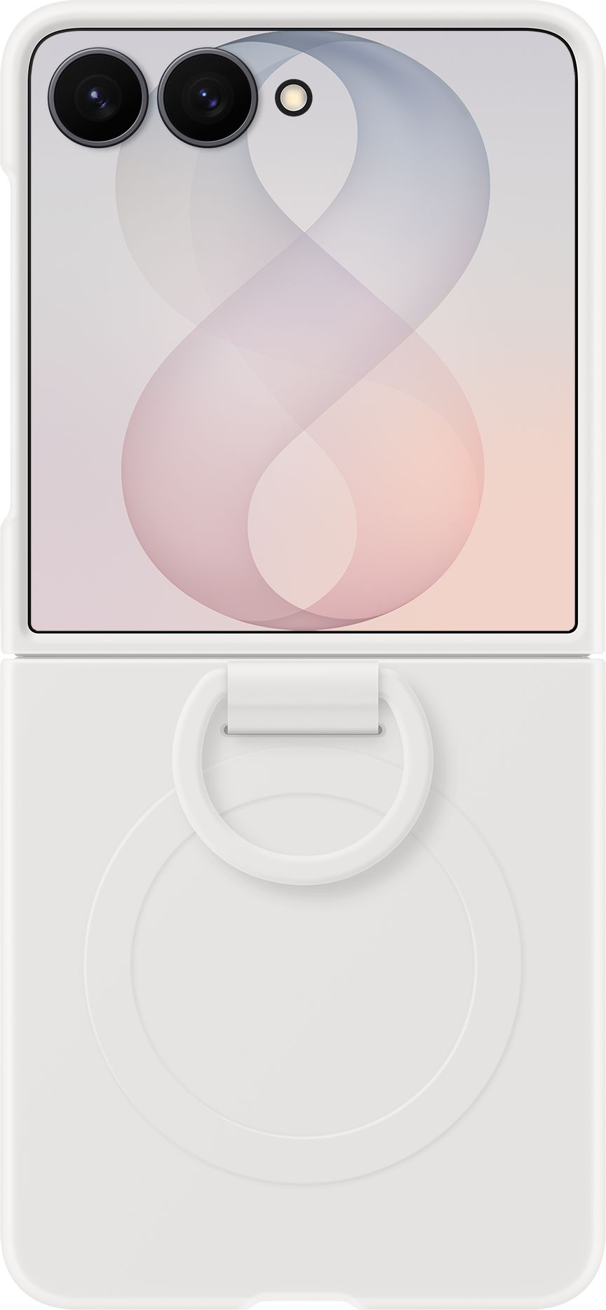 Custodia per Samsung Galaxy Z Flip8 F776, Silicone Ring Magnet, Bianca EF-EF776CWEGWW