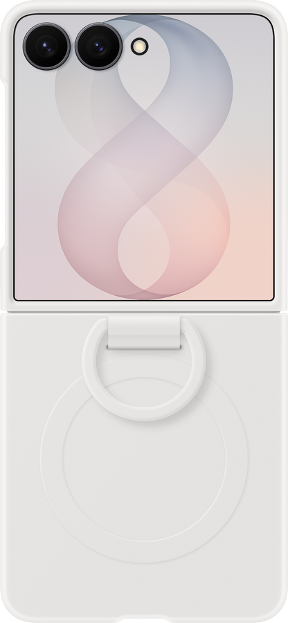 Custodia per Samsung Galaxy Z Flip8 F776, Silicone Ring Magnet, Bianca EF-EF776CWEGWW