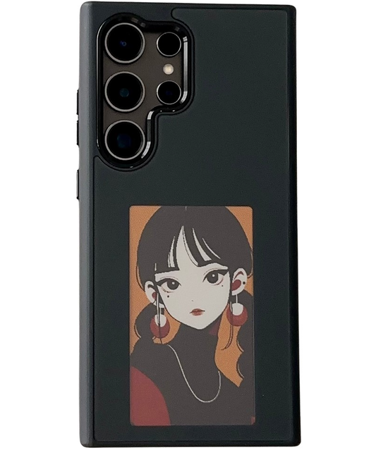 Custodia per Samsung Galaxy S24 Ultra S928, OEM, Display Personalizzato E-Ink, Nera