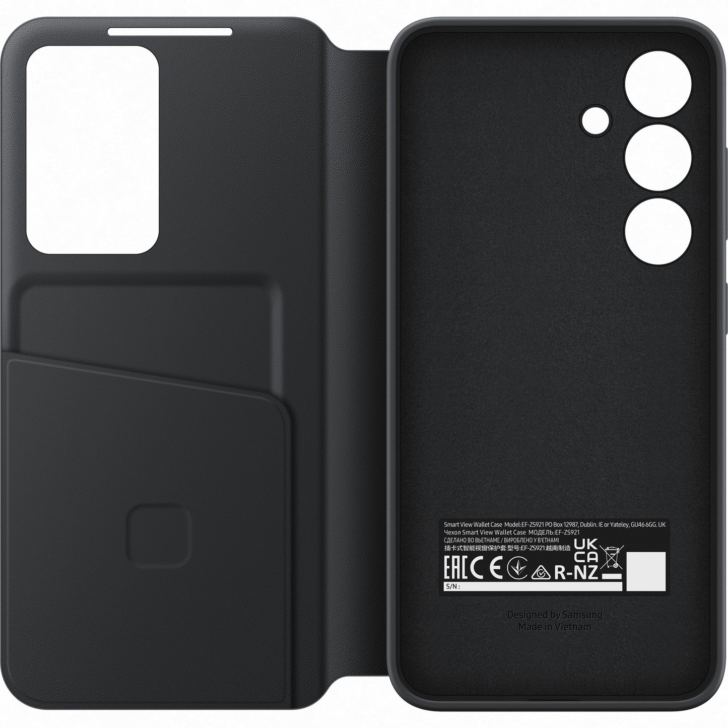 Custodia per Samsung Galaxy S24 S921, S-View Wallet, nero EF-ZS921CBEGWWW 