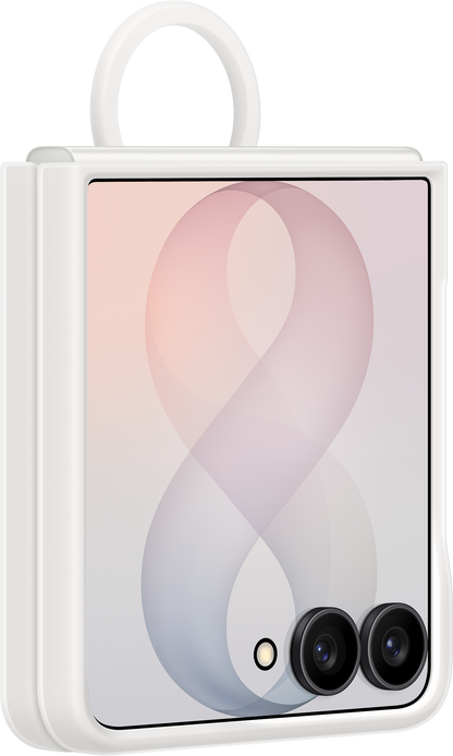 Custodia per Samsung Galaxy Z Flip8 F776, Silicone Ring Magnet, Bianca EF-EF776CWEGWW