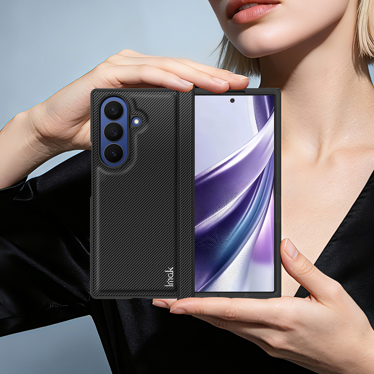 Custodia per Samsung Galaxy Z Fold8 Ultra F976, Imak, Carbonio, Nera