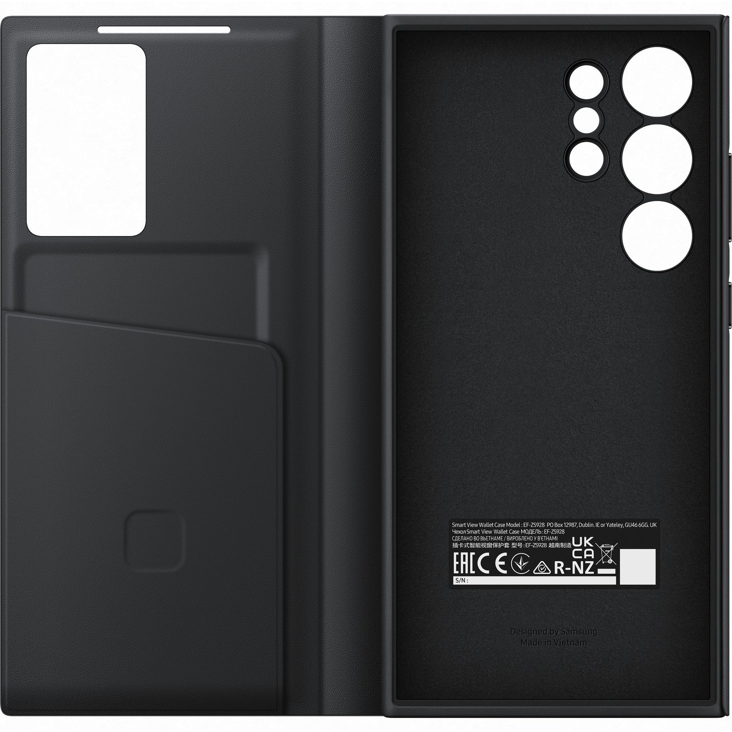 Custodia per Samsung Galaxy S24 Ultra S928, S-View Wallet, nero EF-ZS928CBEGWWW 