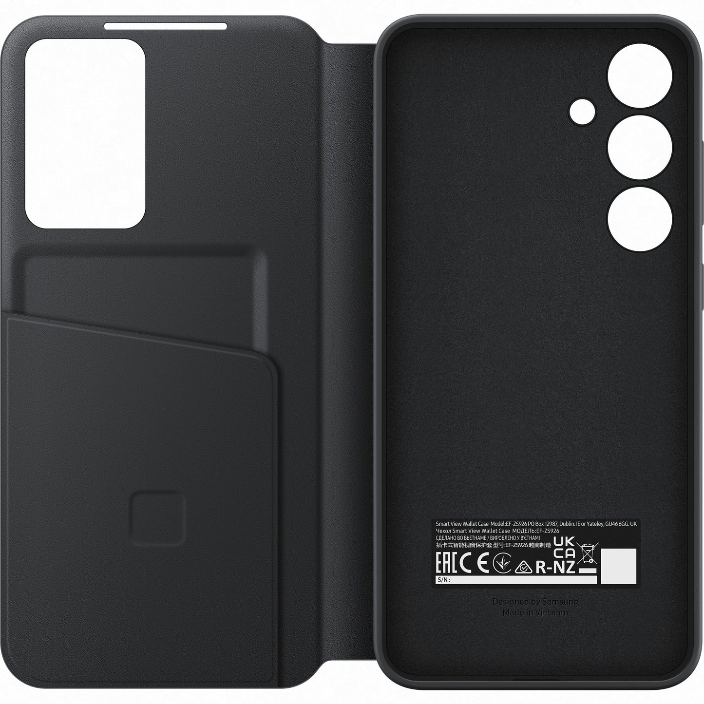 Custodia per Samsung Galaxy S24+ S926, S-View Wallet, nero EF-ZS926CBEGWWW 