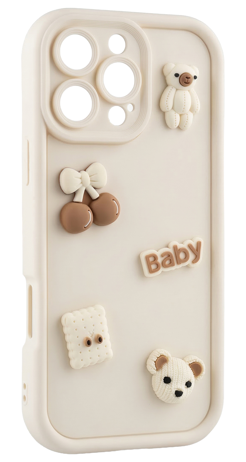 Custodia per Samsung Galaxy S25 Ultra S938, OEM, Ultra Trendy 3D Bear, Beige