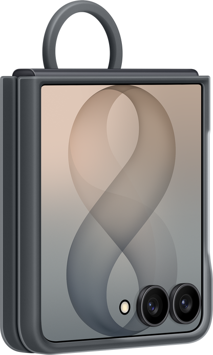 Custodia per Samsung Galaxy Z Flip8 F776, Silicone Ring Magnet, Nera EF-EF776CBEGWW