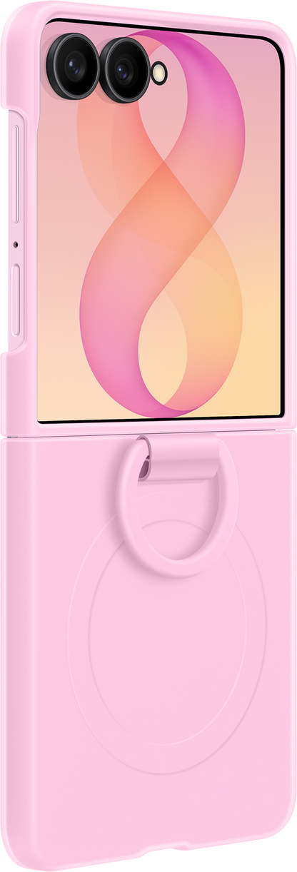 Custodia per Samsung Galaxy Z Flip8 F776, Silicone Ring Magnet, Rosa EF-EF776CVEGWW