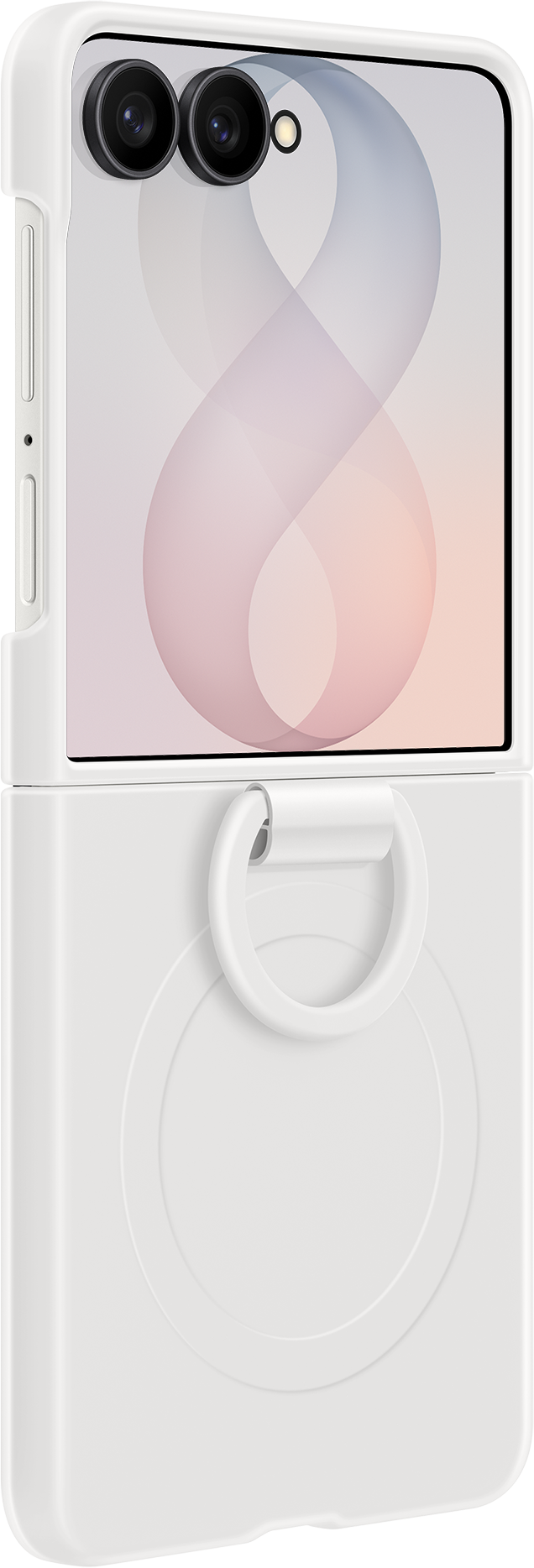 Custodia per Samsung Galaxy Z Flip8 F776, Silicone Ring Magnet, Bianca EF-EF776CWEGWW