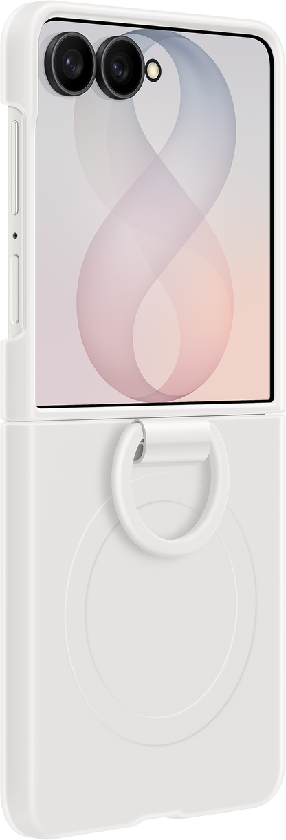 Custodia per Samsung Galaxy Z Flip8 F776, Silicone Ring Magnet, Bianca EF-EF776CWEGWW