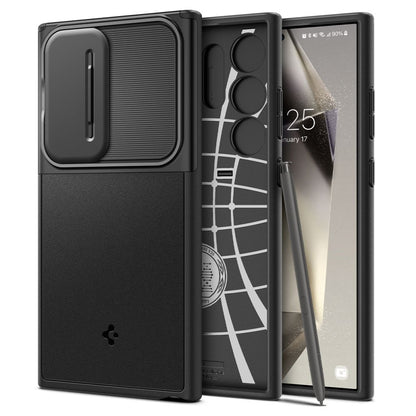 Custodia per Samsung Galaxy S24 Ultra S928, Spigen, OPTIK ARMOR, Nero ACS07313 