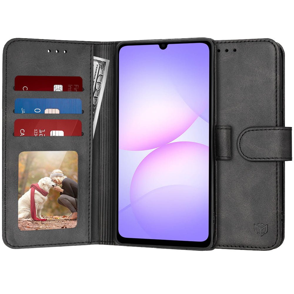 Custodia per Samsung Galaxy A07 4G A075, Techsuit, Diary Book, Nera