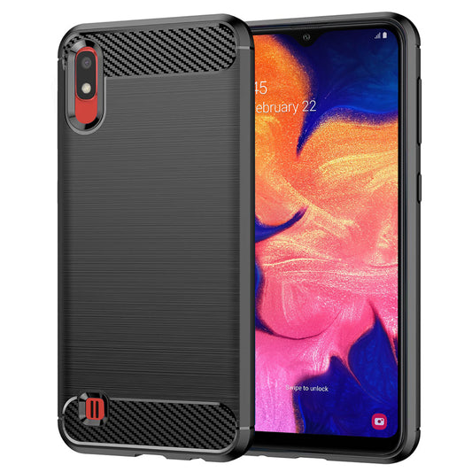 Custodia per Samsung Galaxy A10 A105 / M10 M105, Techsuit, Carbonio, Nera