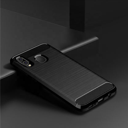 Custodia per Samsung Galaxy A10 A105 / M10 M105, Techsuit, Carbonio, Nera