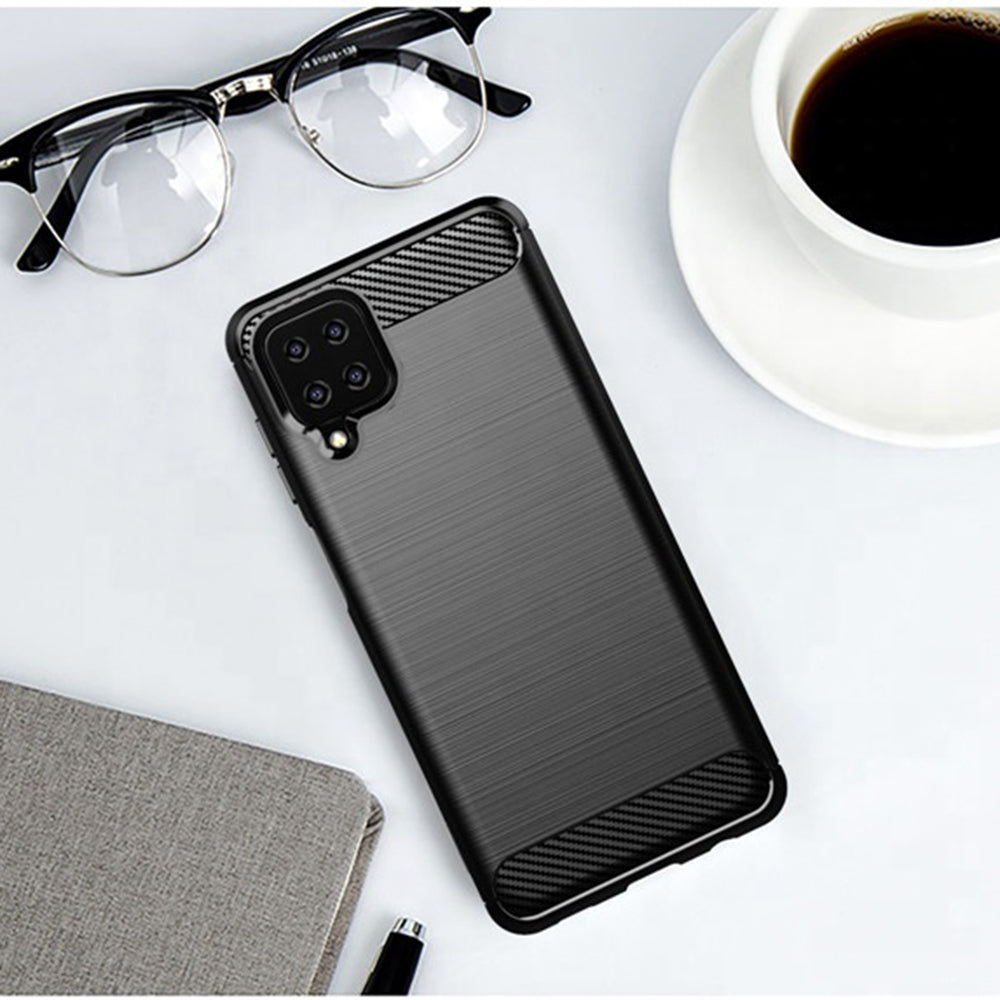 Custodia per Samsung Galaxy A12 Nacho A127 / A12 A125, Techsuit, Carbonio, Nera