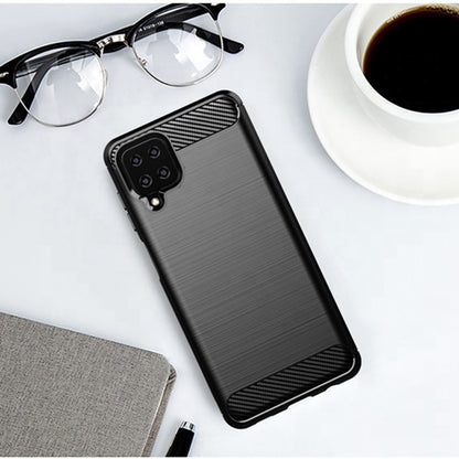 Custodia per Samsung Galaxy A12 Nacho A127 / A12 A125, Techsuit, Carbonio, Nera
