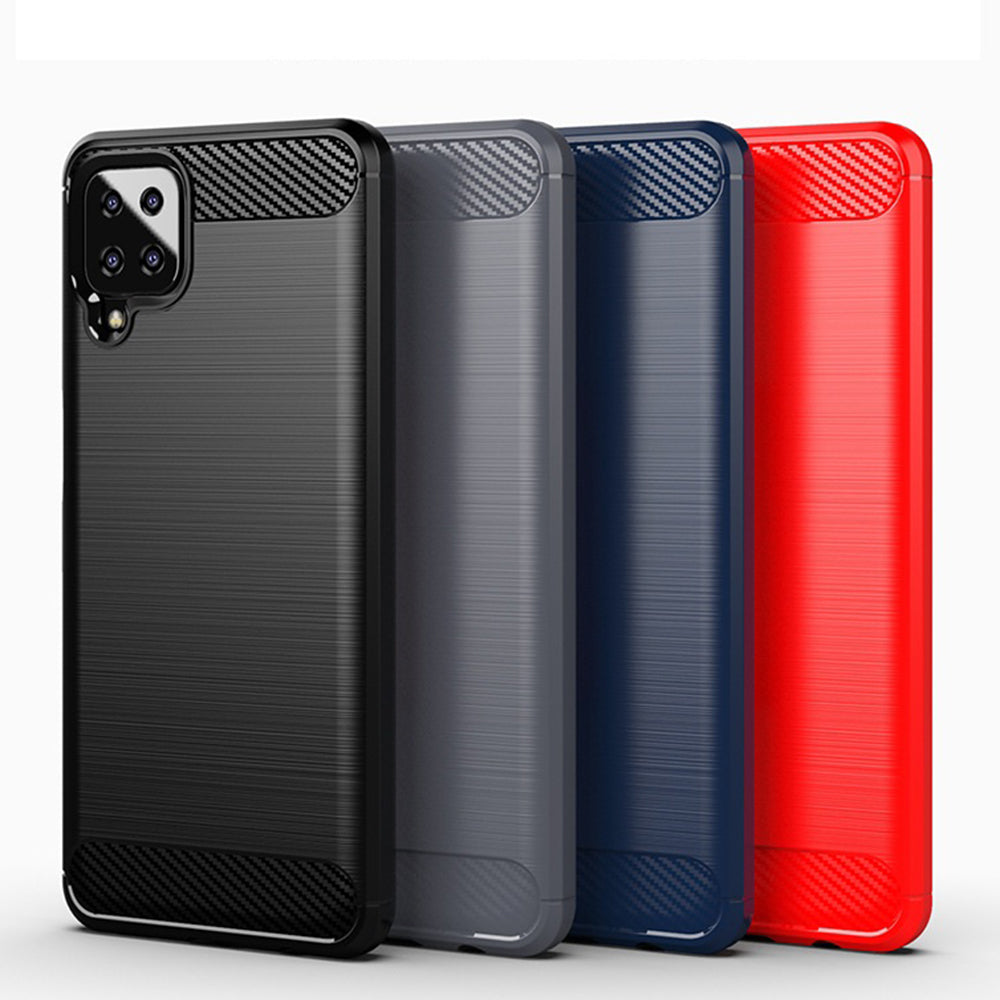 Custodia per Samsung Galaxy A12 Nacho A127 / A12 A125, Techsuit, Carbonio, Nera