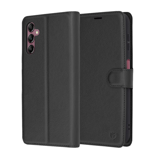 Custodia per Samsung Galaxy A14 A145 / A14 5G A146, Techsuit, Leather Folio, Nera