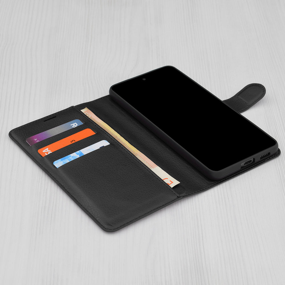 Custodia per Samsung Galaxy A16 5G A166 / A16 4G A165, Techsuit, Leather Folio, Nera