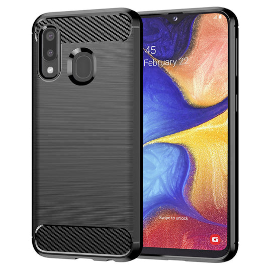 Custodia per Samsung Galaxy A20e A202, Techsuit, Carbonio, Nera