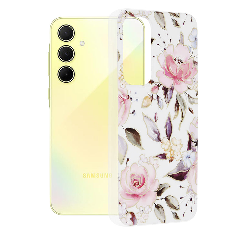Custodia per Samsung Galaxy A35 5G A356, Techsuit, Marble, Bianca