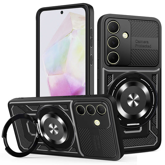 Custodia per Samsung Galaxy A35 5G A356, Techsuit, RuggedCam, Nera