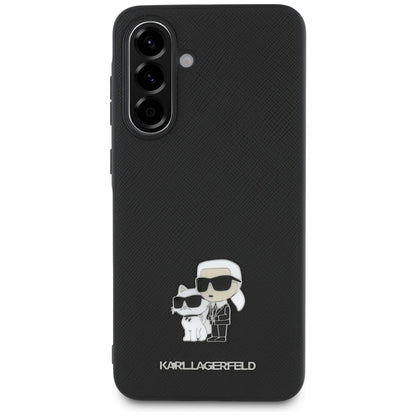 Custodia per Samsung Galaxy A36 A366, Karl Lagerfeld, Saffiano Karl & Choupette Metal, Nera